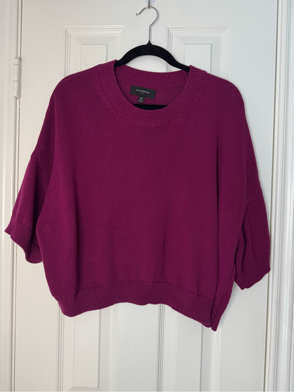 Banana Republic Magenta Short-Sleeve Knit Sweater